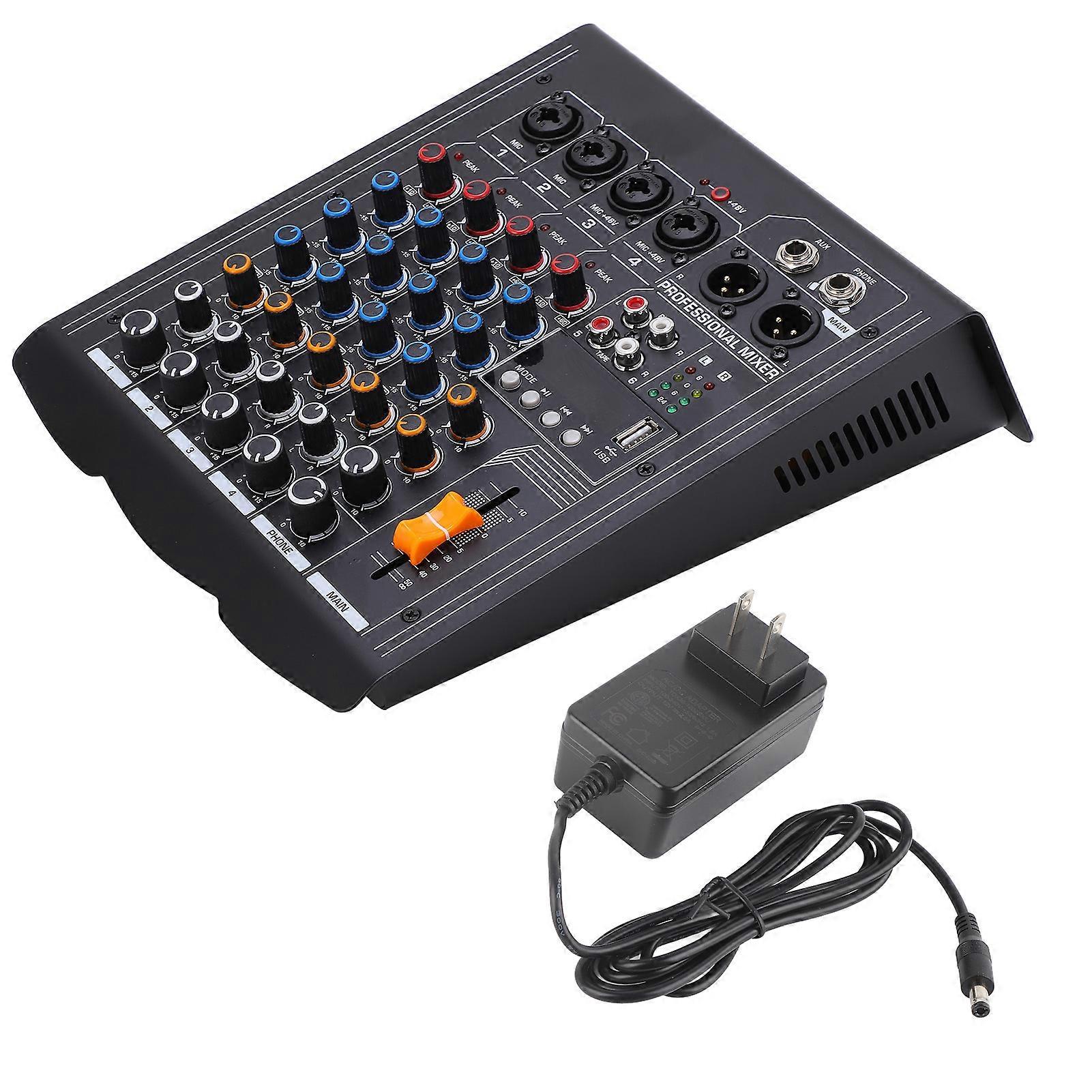 4 Channel Mixer 2 Stereo Professional Microphone Line Mixing Console AC100‑