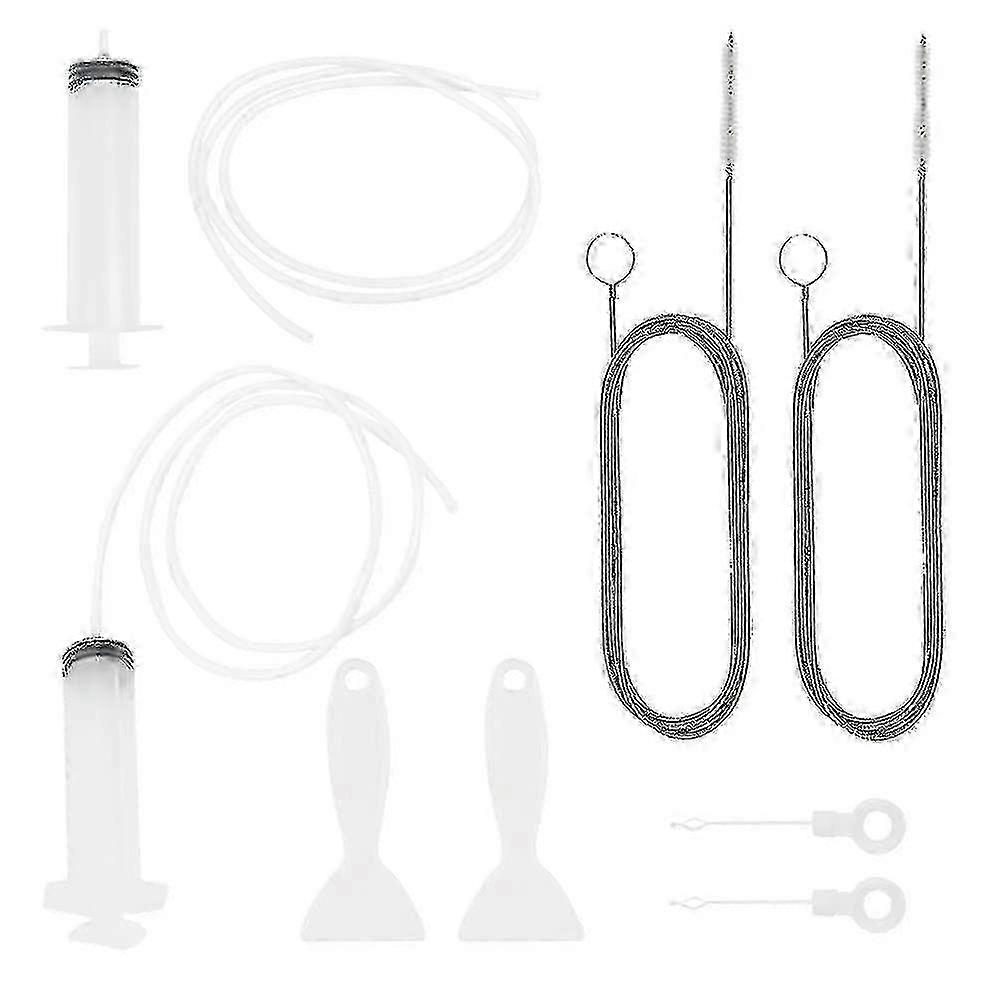 10 Pcs Reusable Refrigerator Cleaning Kit, 1.5m Long Flexible Spiral Brush, Drain Hole Cleaning Tool for Refrigerators SZRH A-W