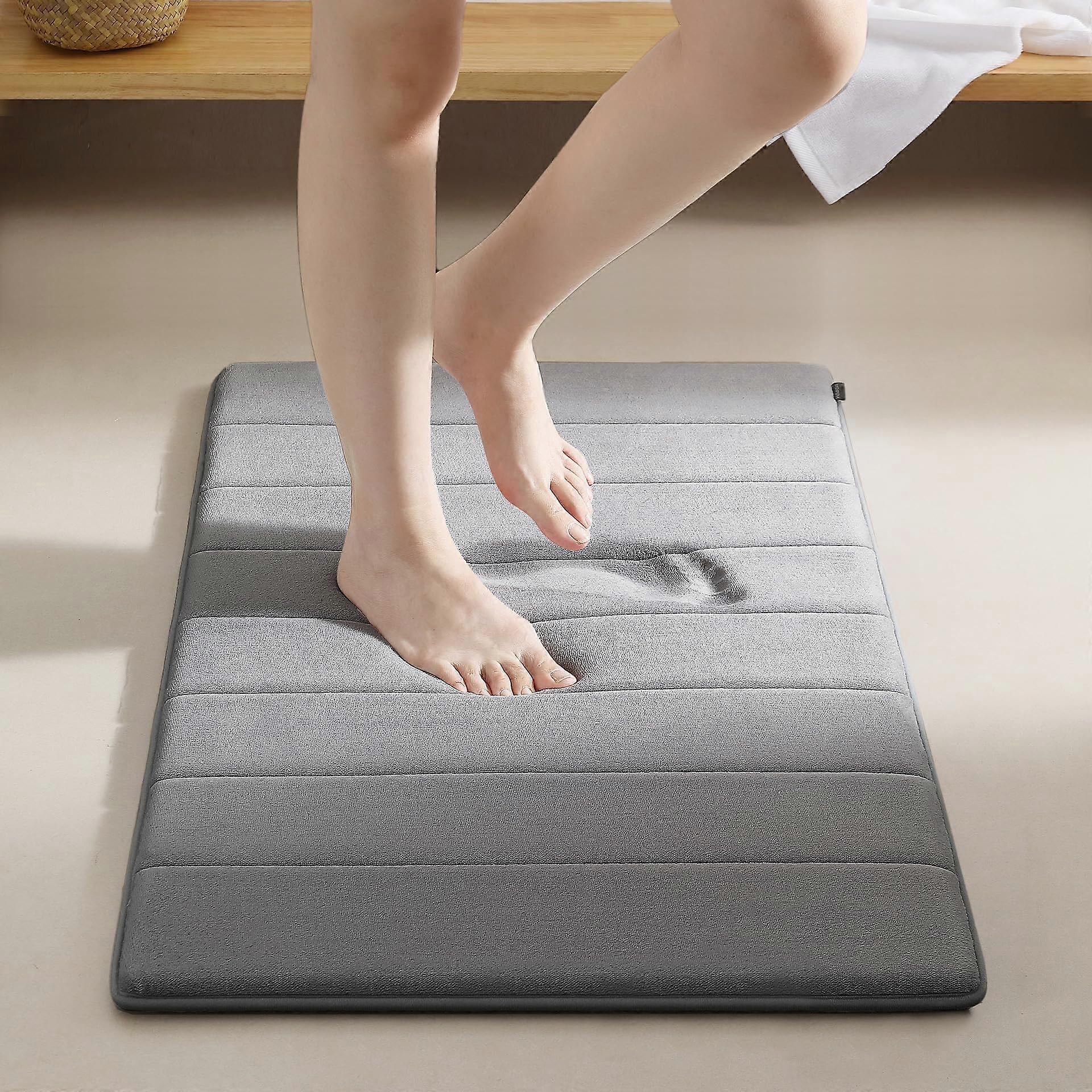 Memory Foam Bath Mat, Washable, NonSlip, 50x80cm, Stripelight Grey