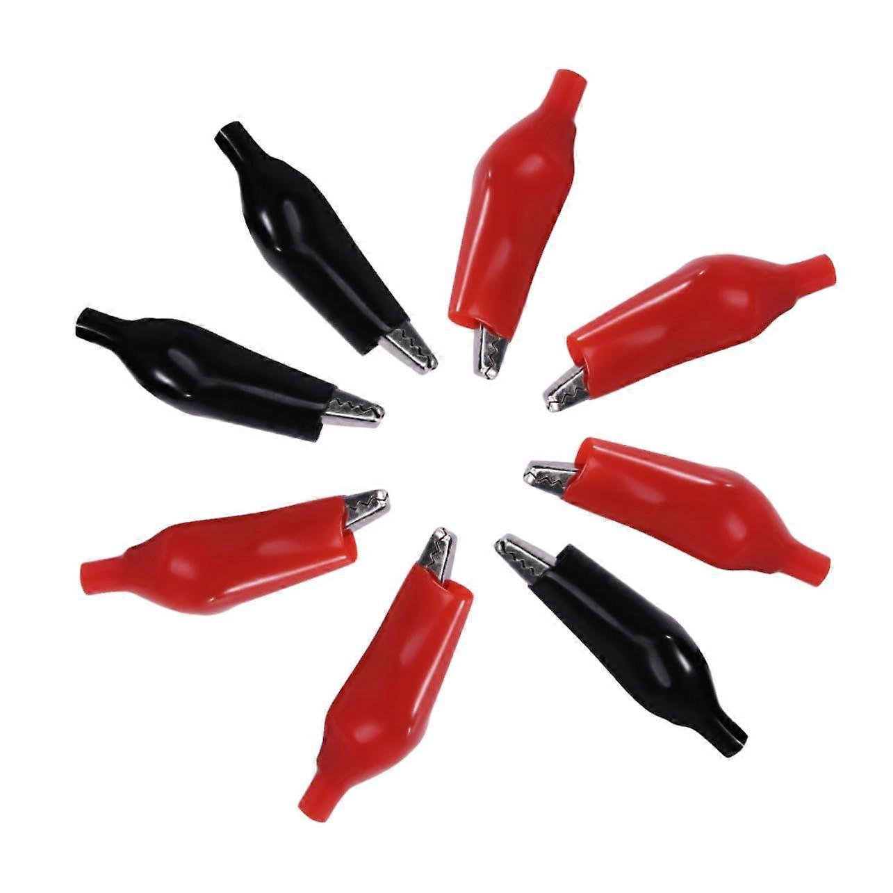 Crocodile Clips with Insulating Protective Cover, Red Metal, Crocodile Clips for Electrical Tests, Automobile, Battery Projects, Pack of