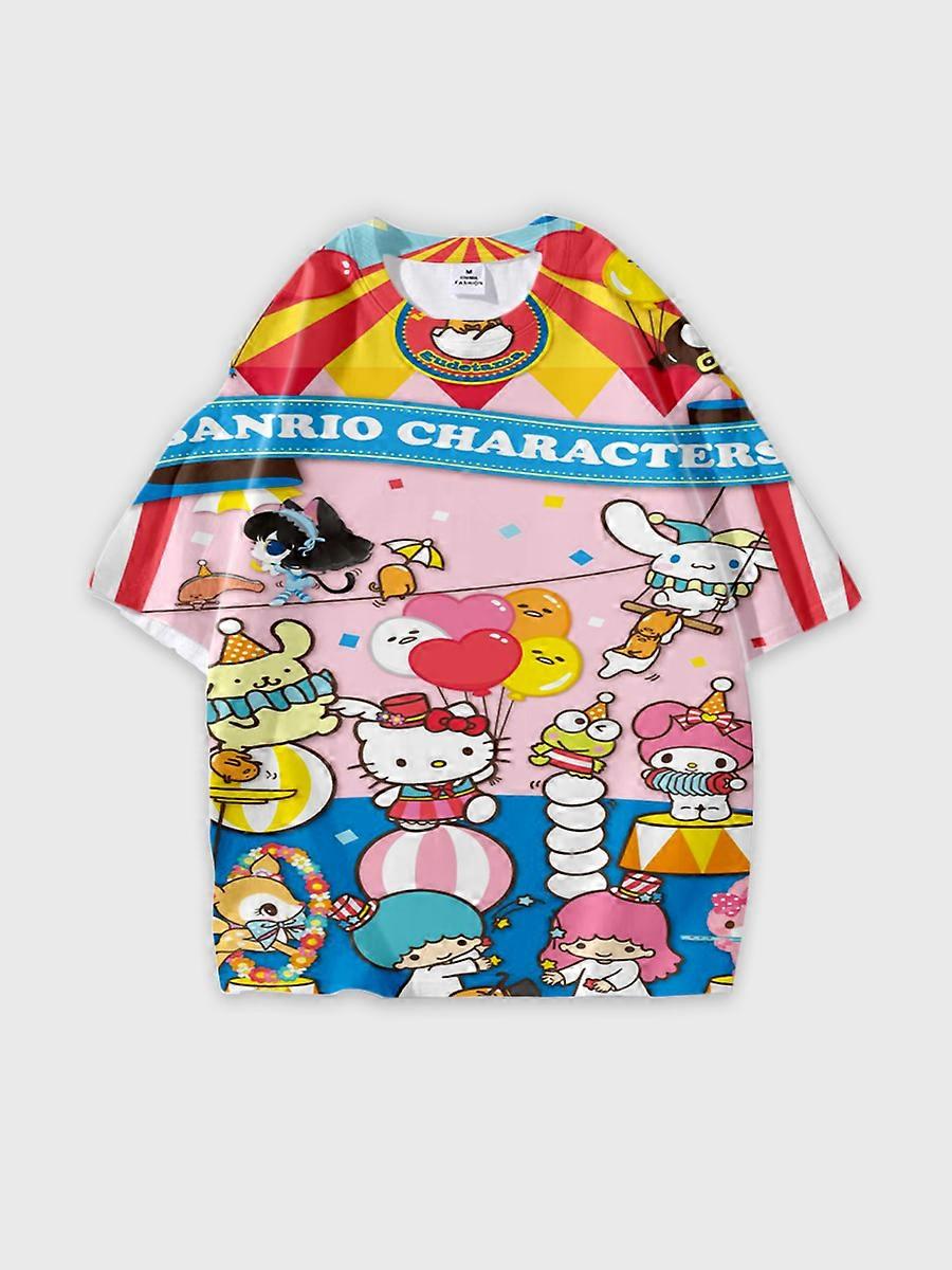 T-shirt round neck Cartoon Pattern loose short sleeve E2341