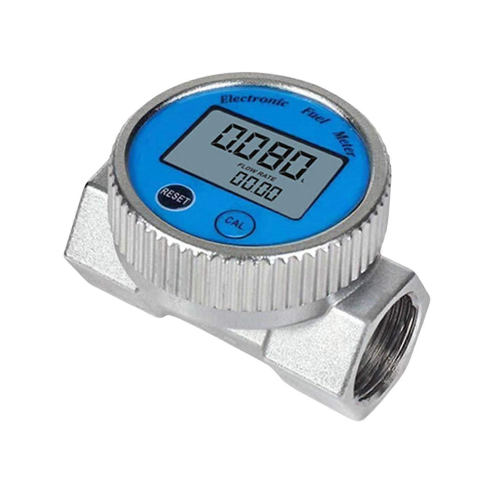 Digital Flow Meter Compatible with QTS PTS L GAL for Water and Oil Flow Measurement, DN20 DN25 Stainless Steel Flow Control Meter