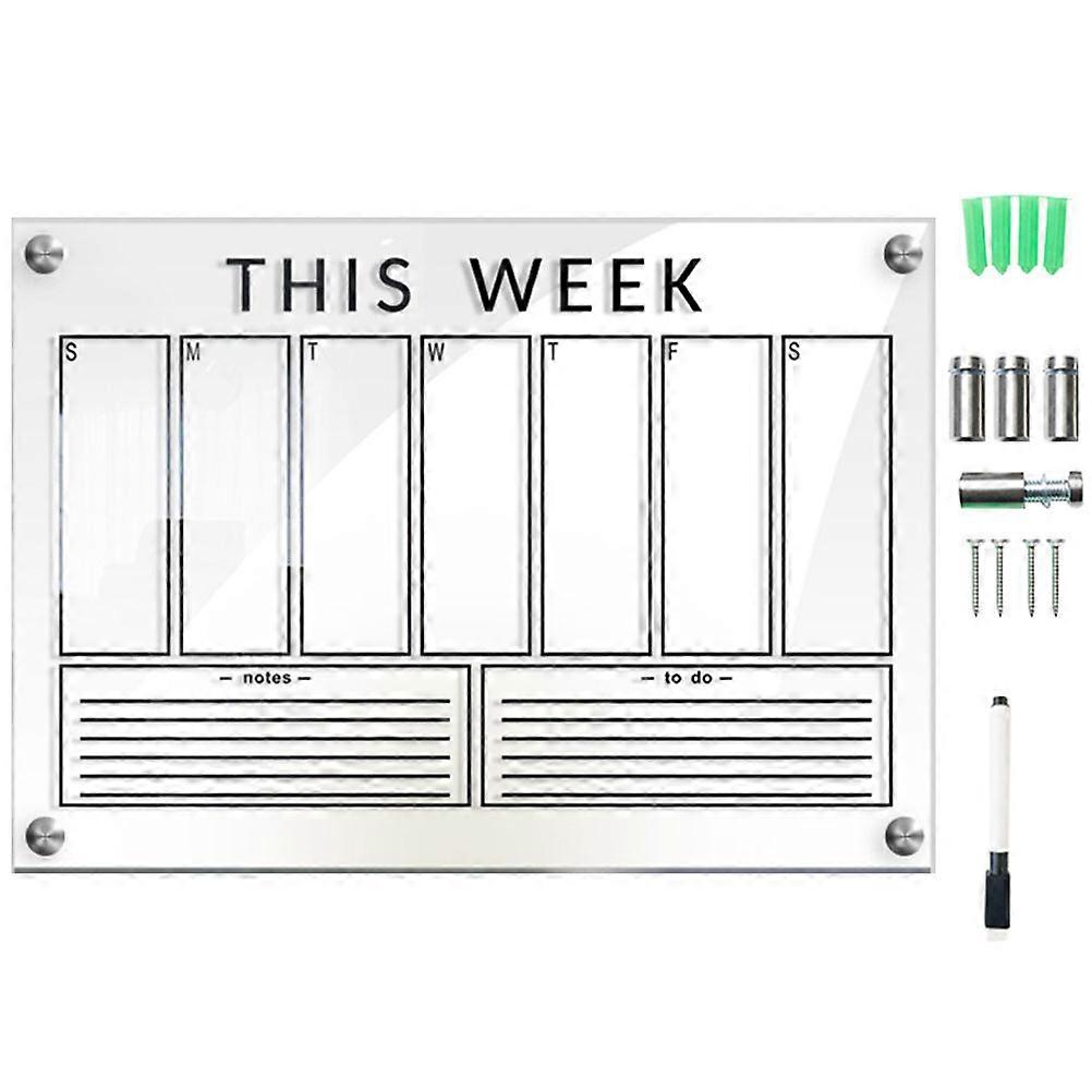 Acrylic Weekly Dry Erase Board Set with Push Pins & Marker – Reusable Clear Calendar for Home or Office Use – Easy to Hang