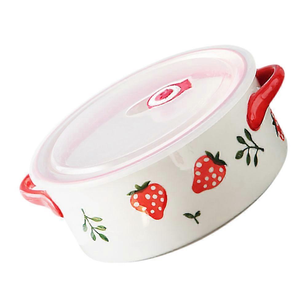 Ceramic Salad Bowl with Lid for Storage Use Multi Color Microwave Safe Compact Bento Bowl 7.87 Inches