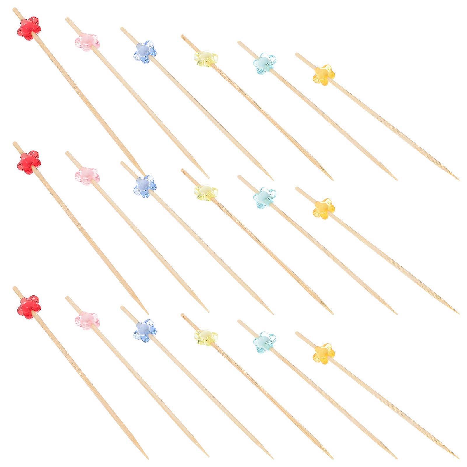 100pcs Flower Bamboo Cocktail Picks for Cupcake Fruit Sandwich Toothpick Decorations