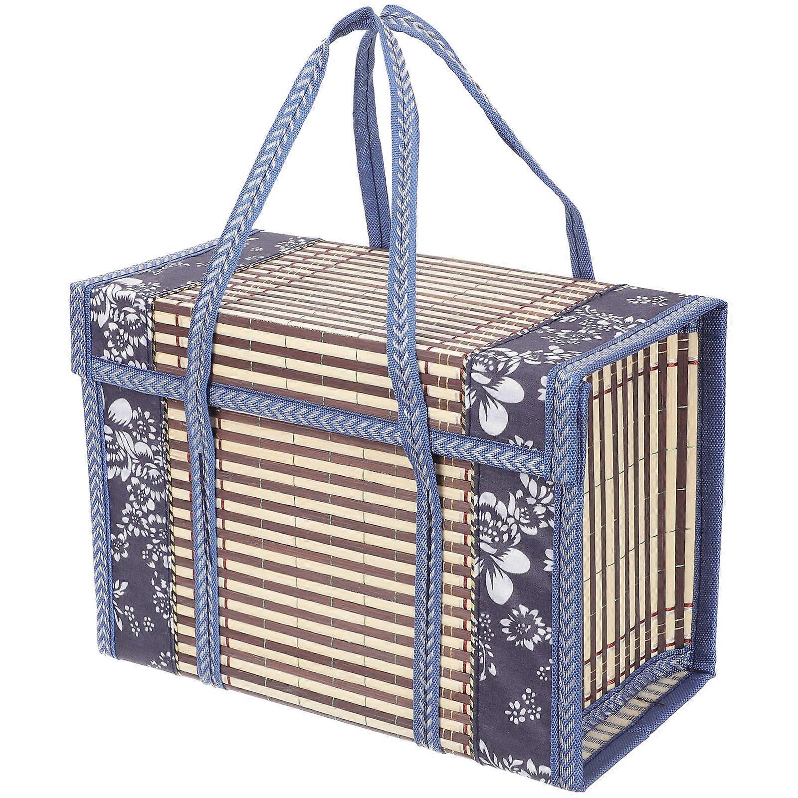 Retro Style Square Picnic Food Basket Rustic Design For Home Decoration 11.8×7.9×5.9in Portable 1Pack