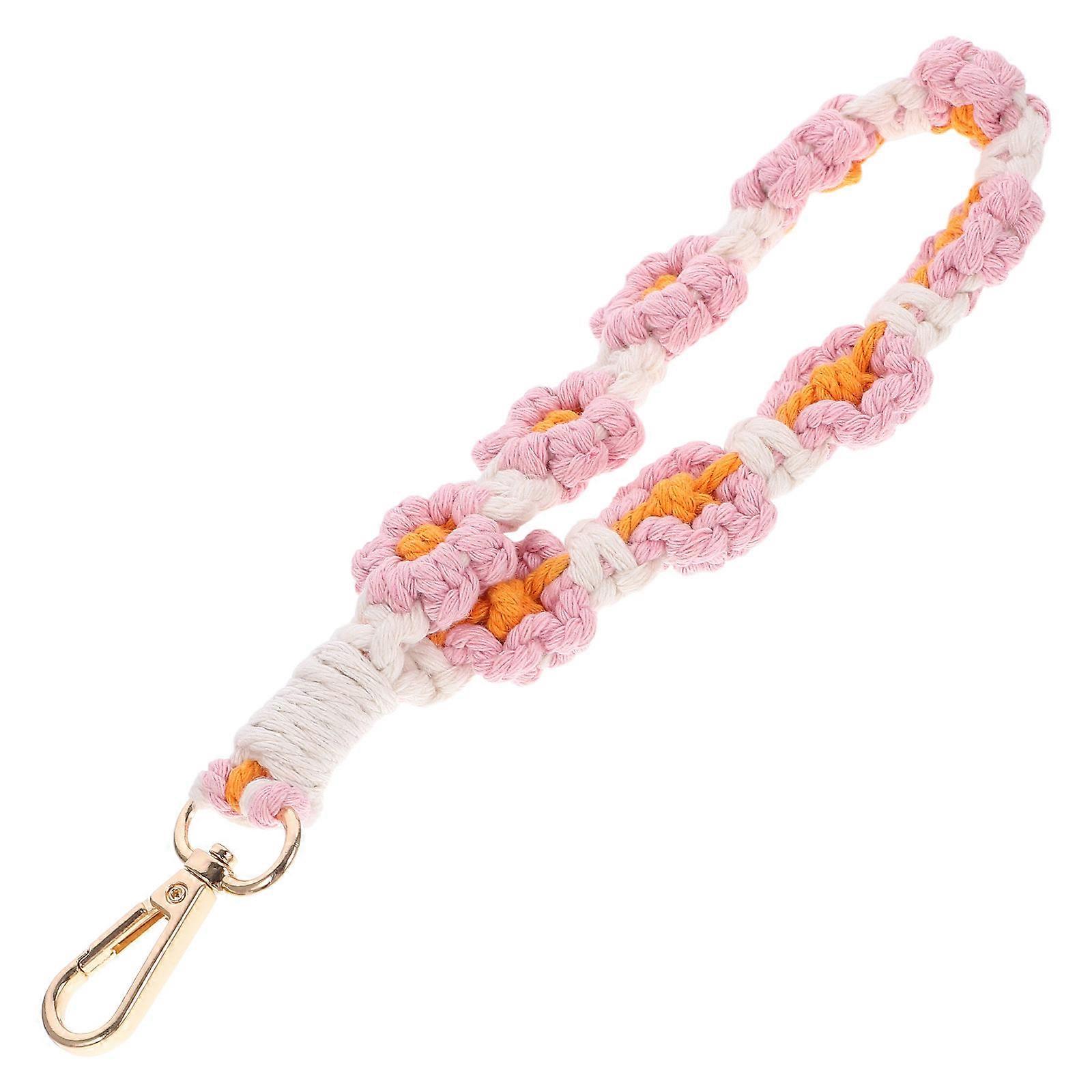Keychain Wrist Lanyard Daisy Weave Wrist Accessory For Women Trendy Comfortable Design Zinc Alloy Car Key Accessory 1Pack