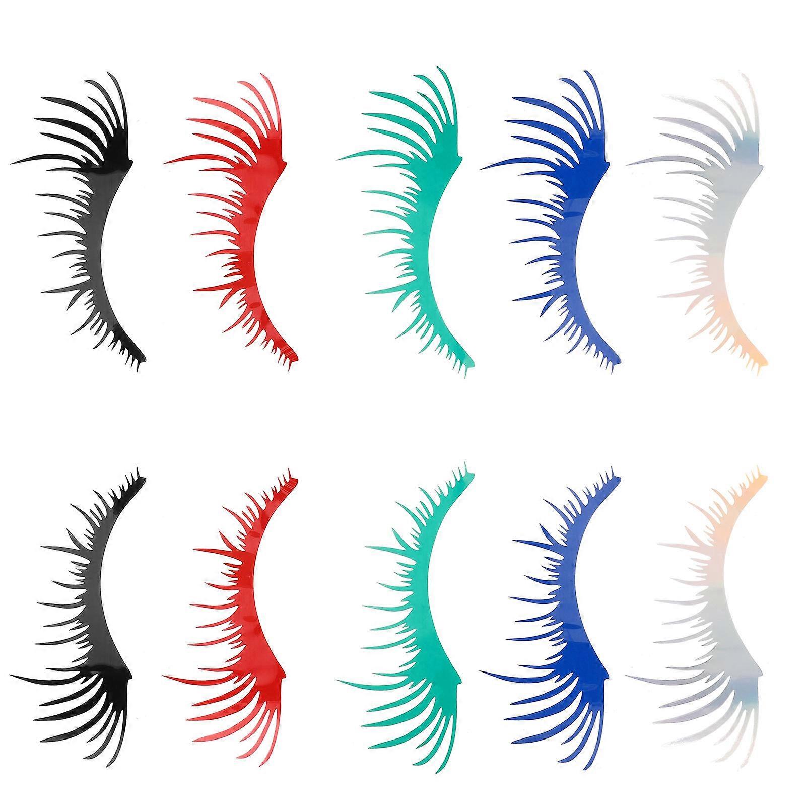 Reflective Headlight Decal Stickers for Cars with Eyelash Design PET Material Assorted Color Waterproof and Heat Resistant 5 Pairs
