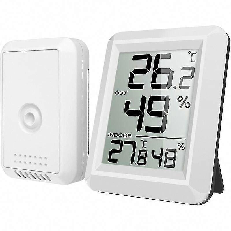 Wireless Indoor Outdoor Thermometer with Large LCD Display, Digital Hygrometer, / Switch, Remote Sensor