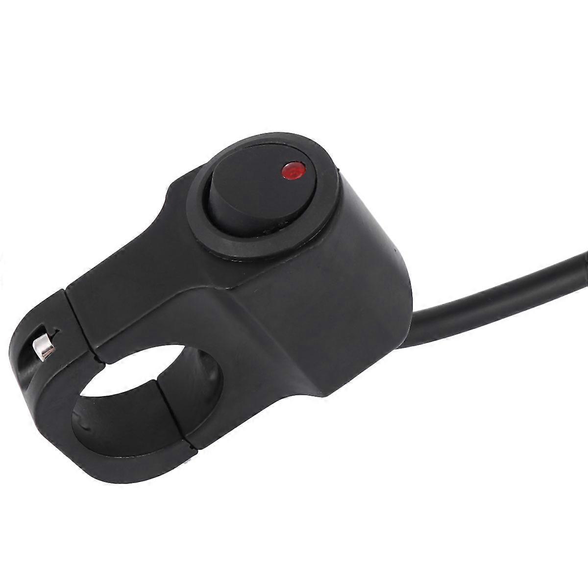 Motorcycle Handlebar Headlight Button Made of Aluminum Alloy for 25mm Diameter with Indicator Light Black