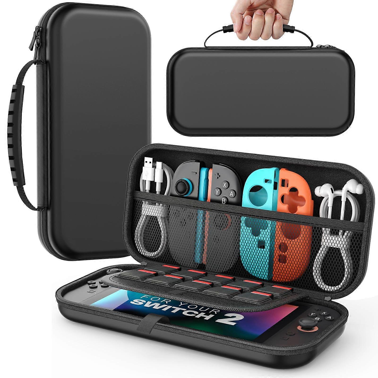 Nintendo Switch 2 Case 2025, Portable Hard Shell Carrying Bag, Black Protective Travel Bag for Console & 10 Game Slots, 29.5x14.5x5.6 CM
