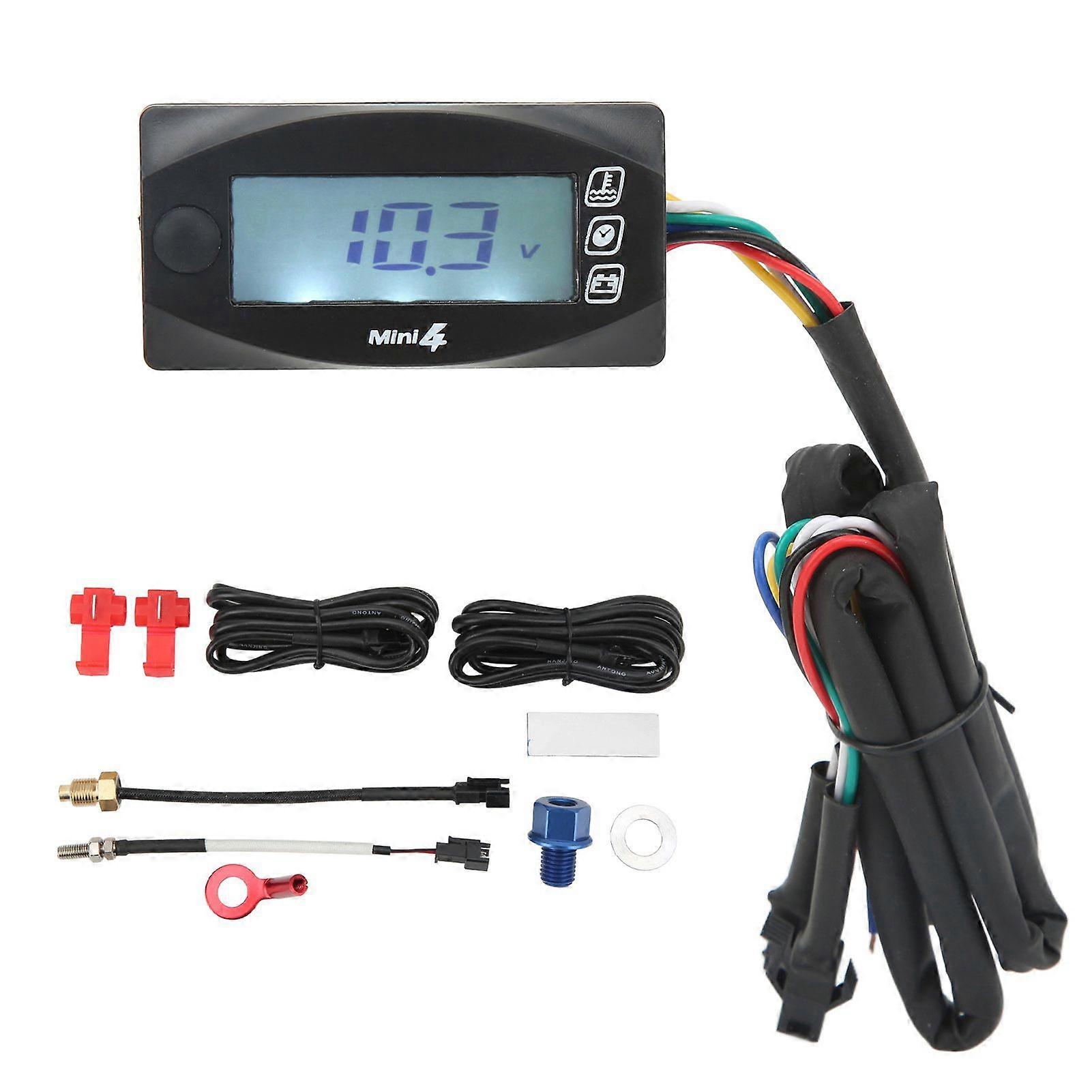 Motorcycle oil temp gauge with digital display voltage time universal