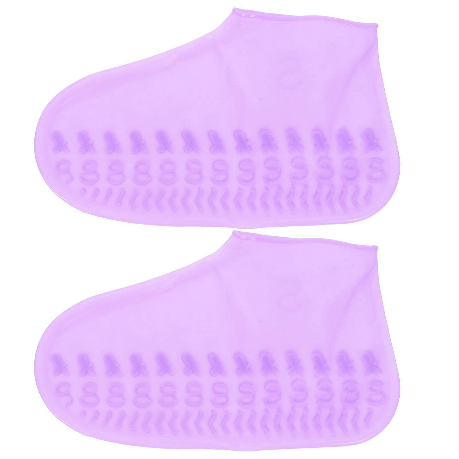 Silicone AntiSlip Rainproof Shoe Covers for Outdoor Use Purple Size S