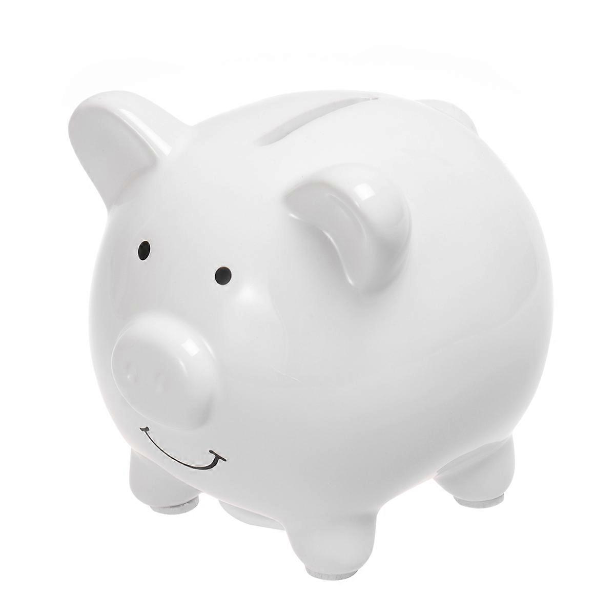 Ceramic Piggy Bank for Saving Coins White Color Encourages Kids to Save Money with This Adorable