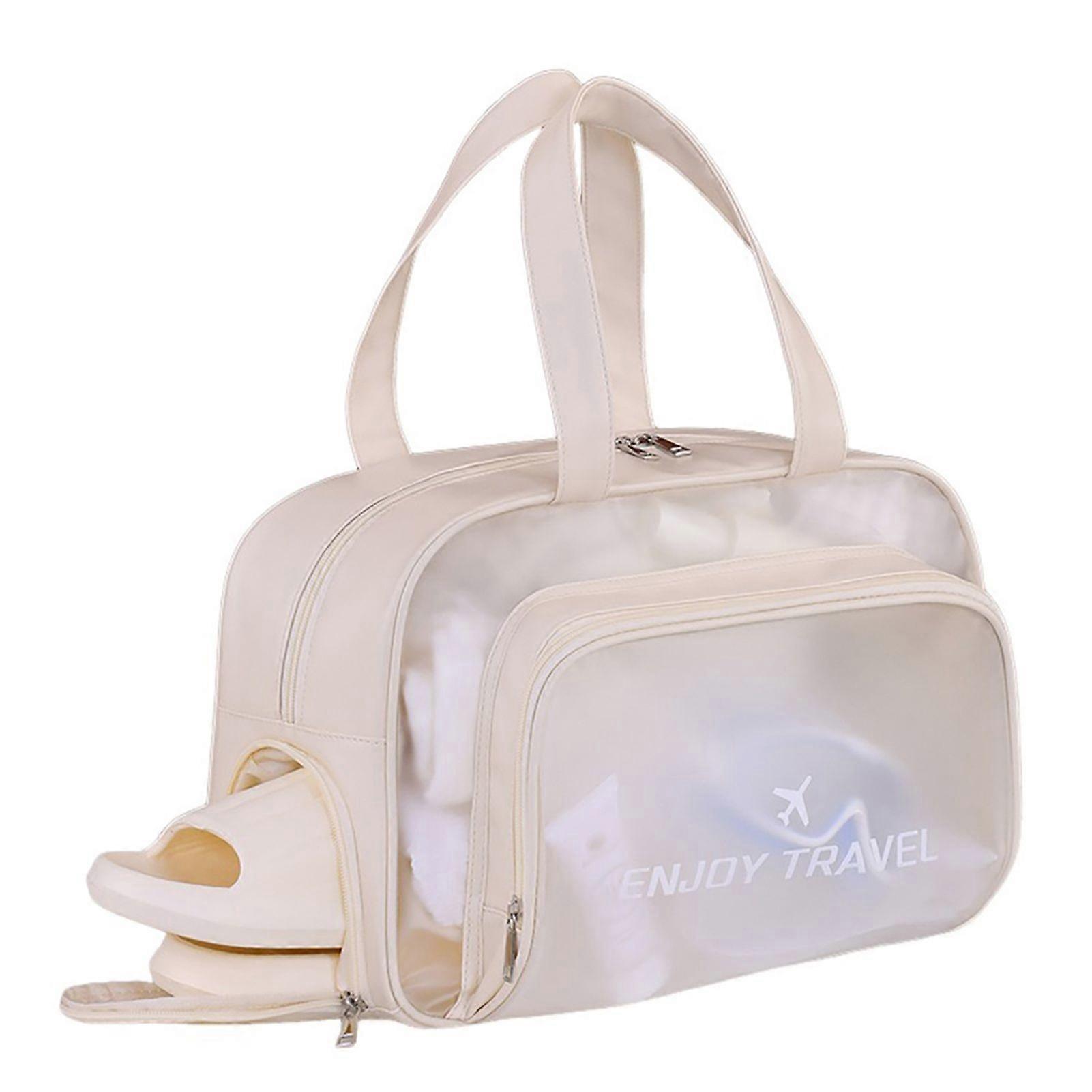 Portable Waterproof Toiletries Storage Bag Gym Swimming Bag with Shoe/Wet Compartment Translucent Cosmetic Bag