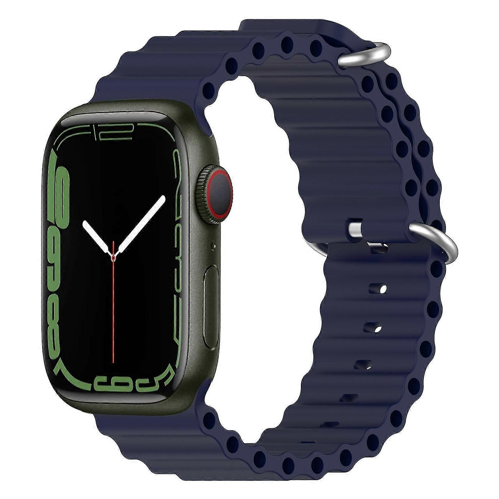 适用于 Apple Watch Series 8&7 41mm/SE 2&6&SE&5&4 40mm/3&2&1 38mm 的海洋硅胶表带