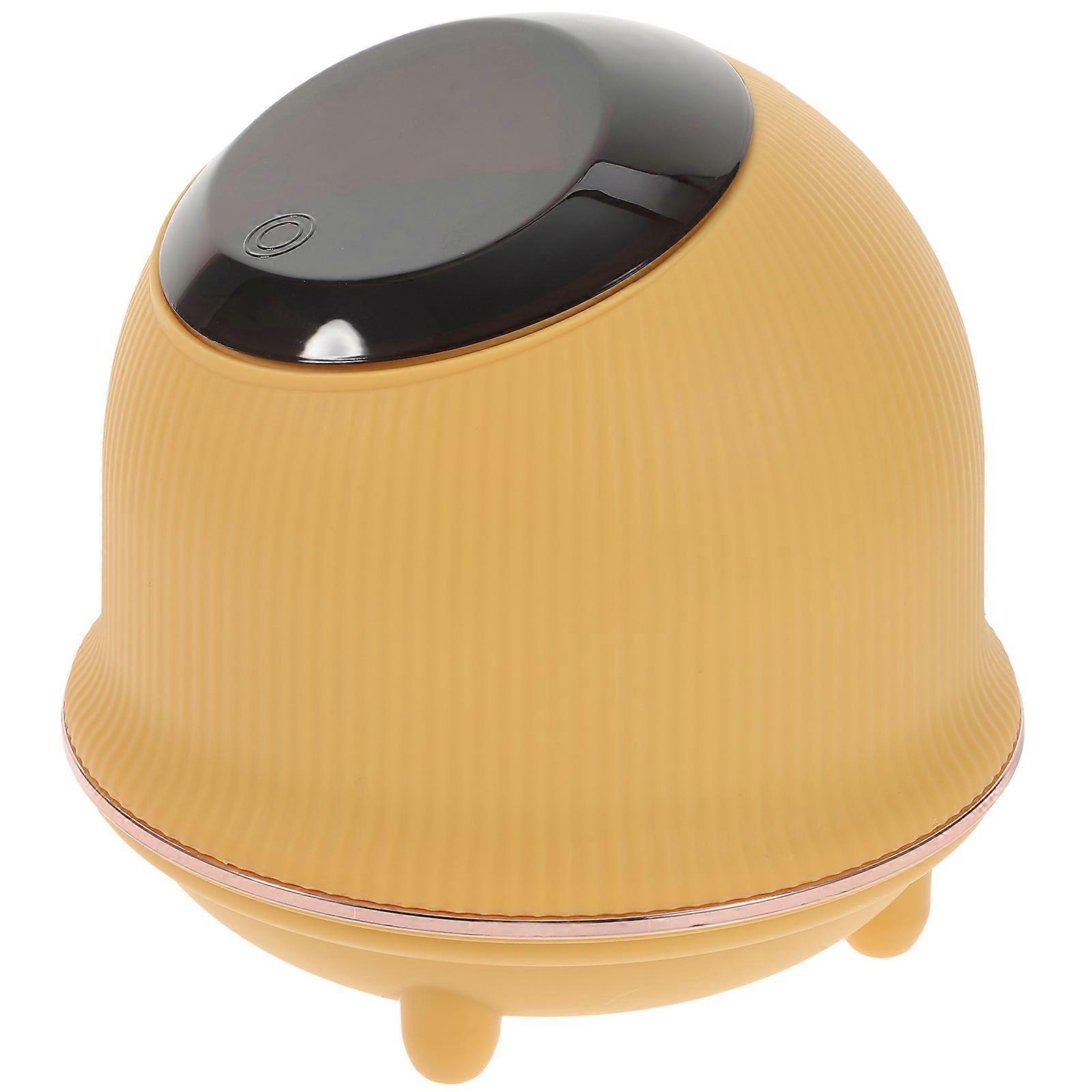 Press Type Lidded Trash Can Mini Desktop Rubbish Bin Yellow for Office Kitchen Strong Capacity Waste Container Safe Design for Towels Crumbs