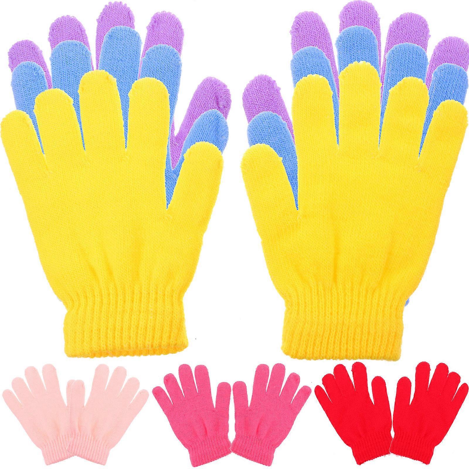 Warmth Non-Skid Finger Gloves For Kids In Assorted Color Great For Outdoor Activities During Winter 6 Pairs Included