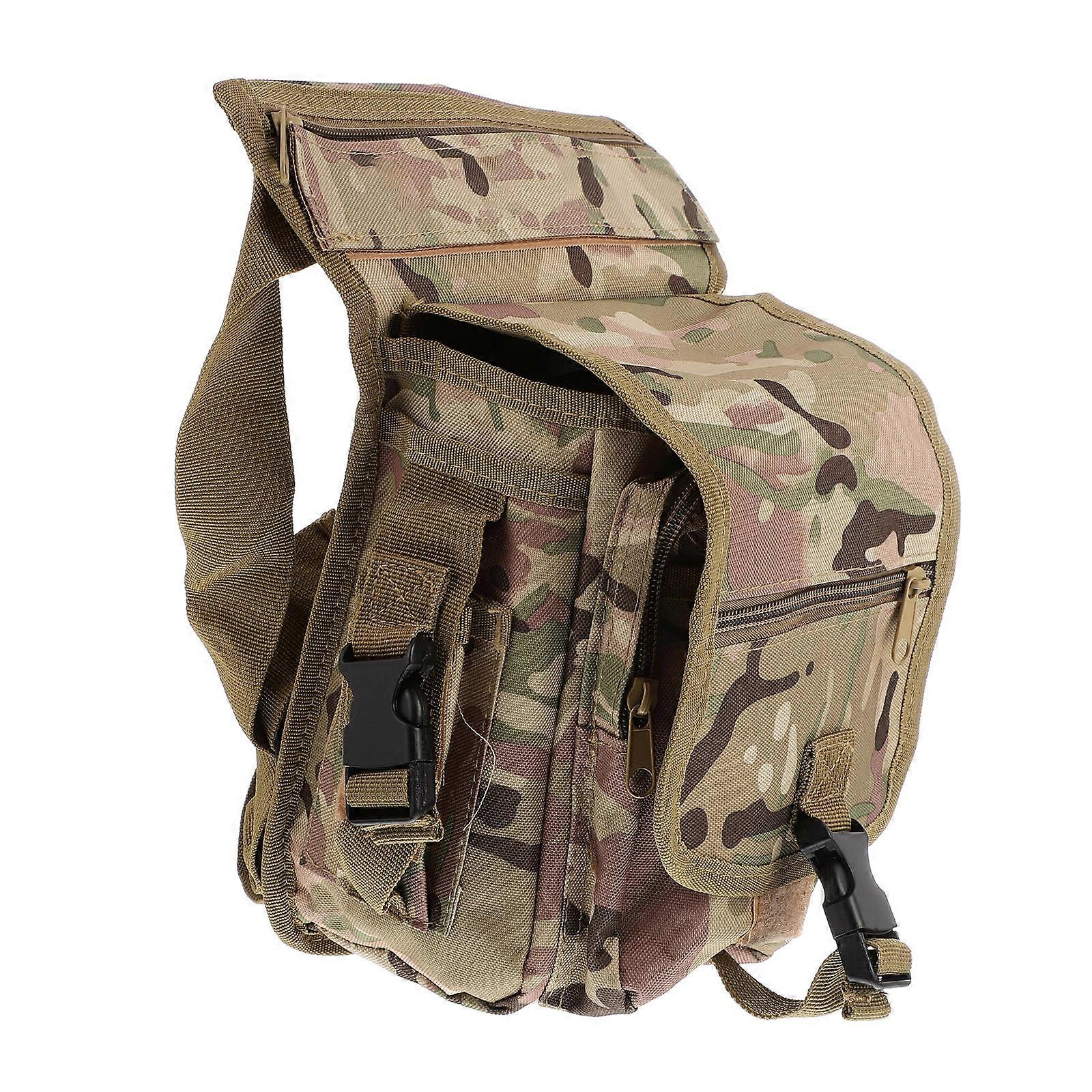 Camping Thigh Bag in Camouflage Made of Durable Oxford Fabric with Large Storage and Adjustable Strap 1pc