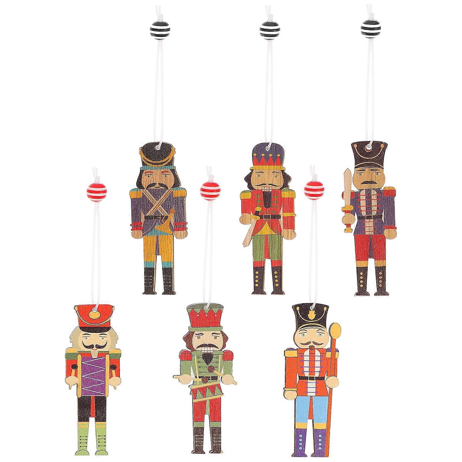Walnut Soldier Pendant 6Pcs Creative Christmas Tree Ornament Decorations For Carnival Theme Party Various Sizes Holiday Decor