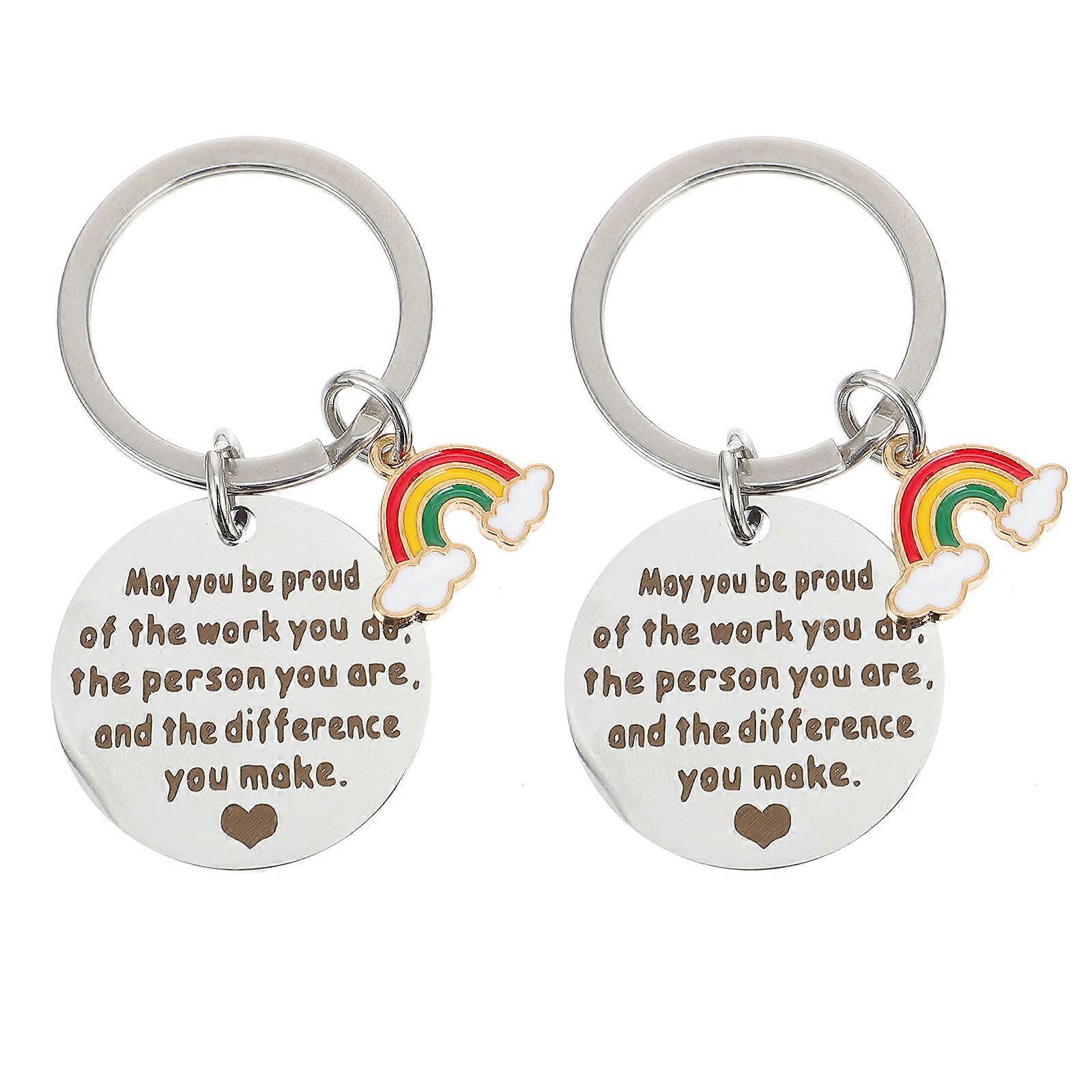 Keychain Holder Graduation Gifts 2Pcs Stainless Steel Key Rings Assorted Color Practical Design for Students