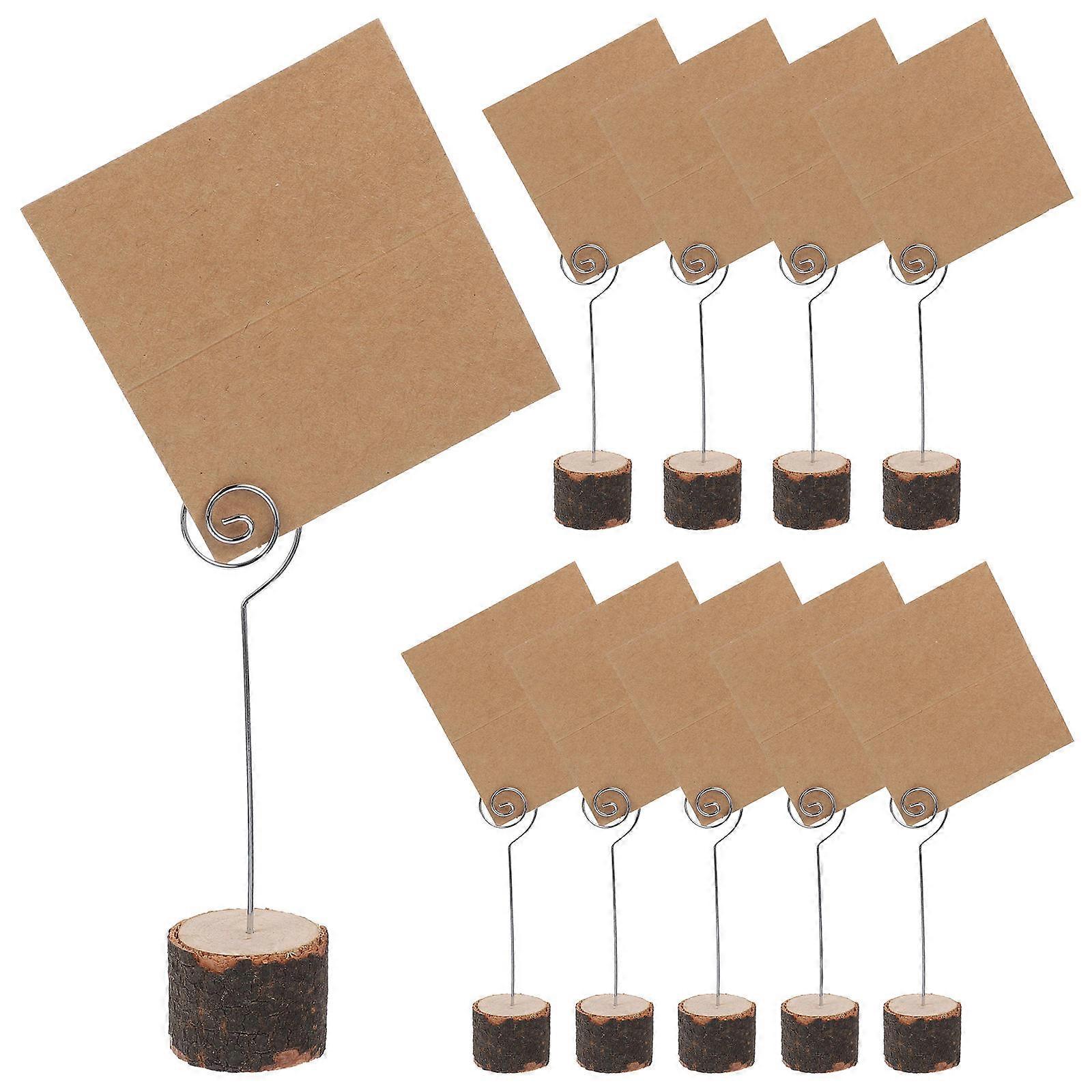 10 Sets Tabletop Name Card Clips Creative Small Stump Design Multi Use Photo Clip Paper Holder