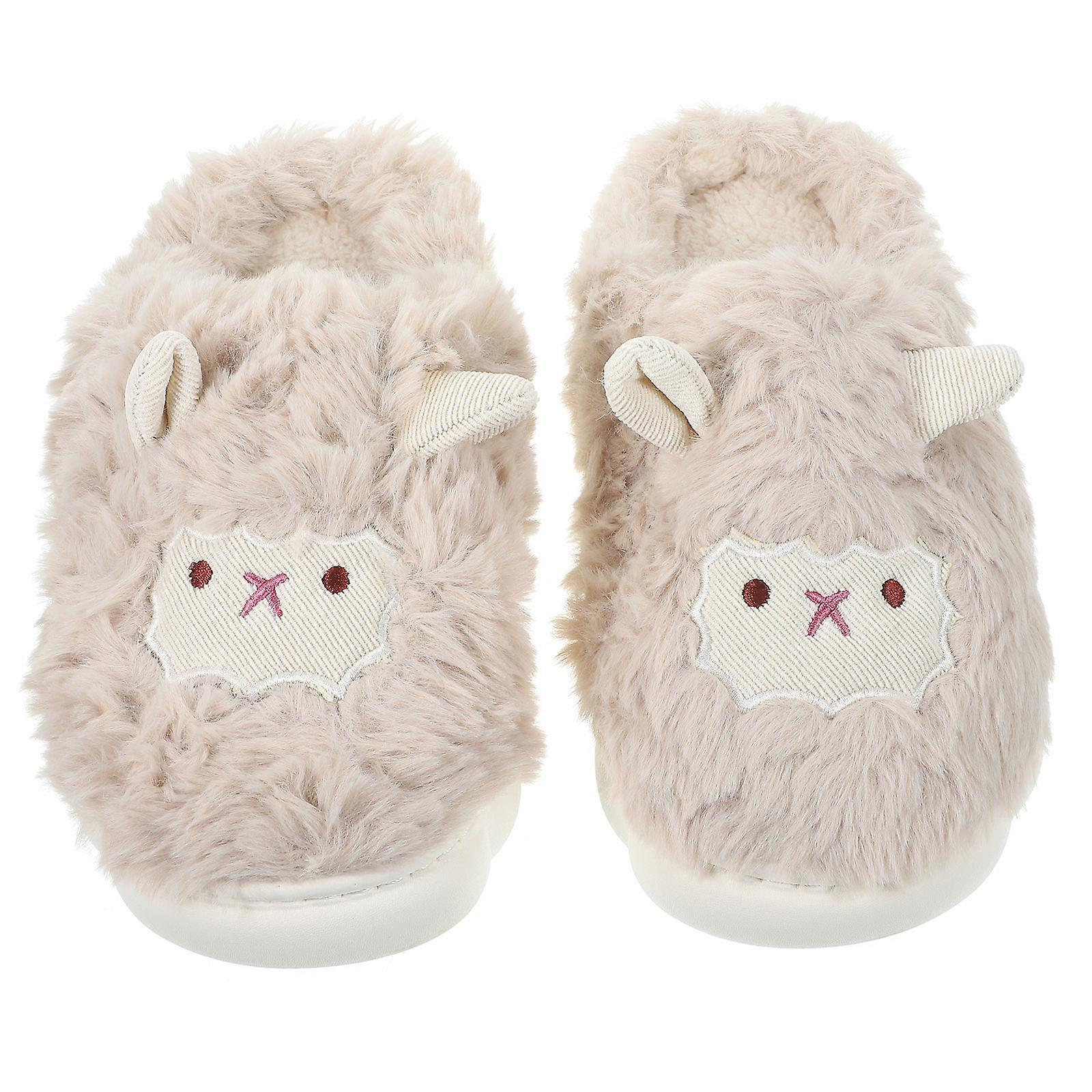 Thickened Round Toe Slippers For Indoor Use In Autumn Winter For Adults 1 Pair