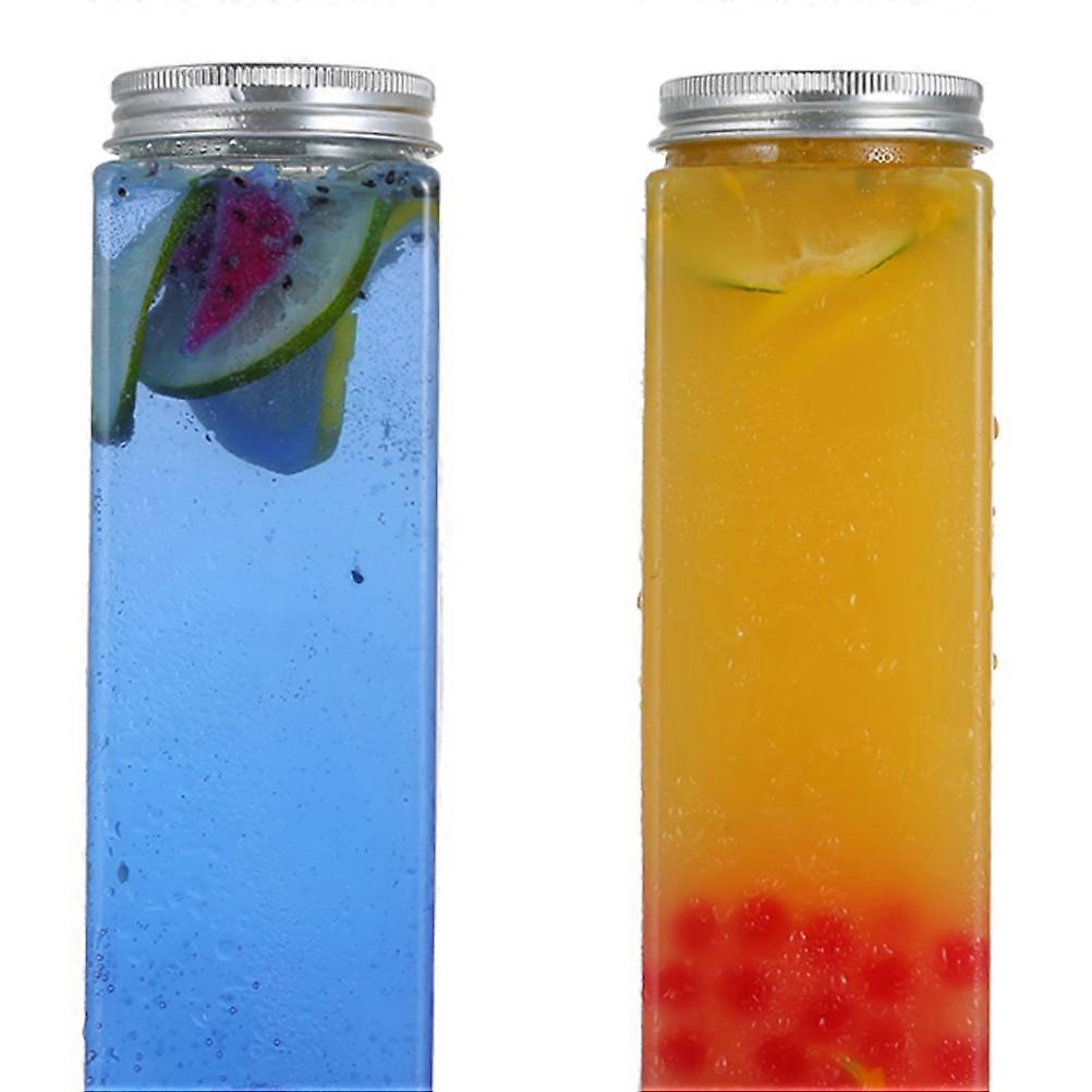Transparent PET Storage Bottles for Beverage with Black ScrewOn Lids 500ml 5 Pieces Set