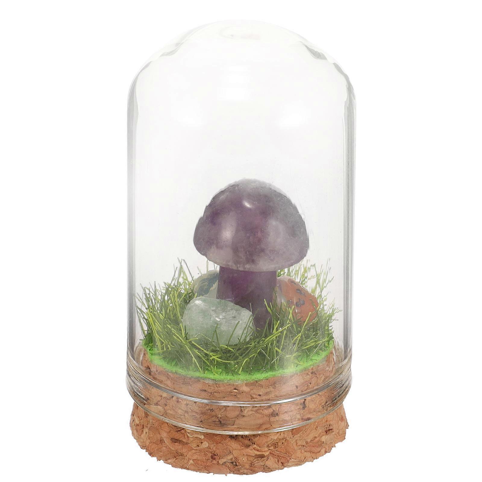 Compact Crystal Mushroom Ornament – Sturdy Glass Figurine with Micro Landscape Design – Unique Desktop Decor for Home, Office & Gift – Fine Mineral