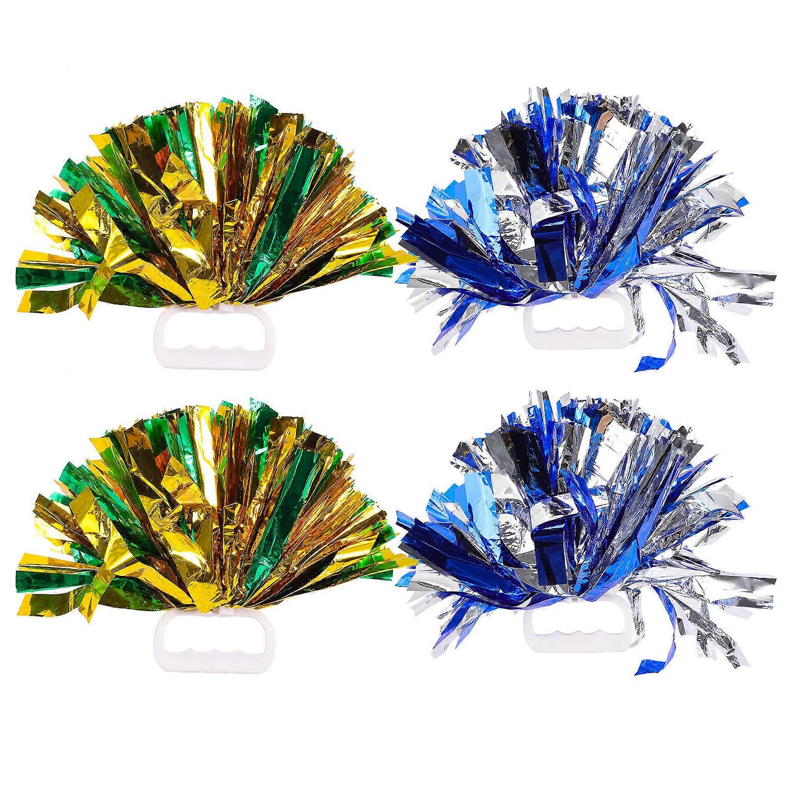 4Pcs Cheerleading Pom Poms Metallic Handheld Props