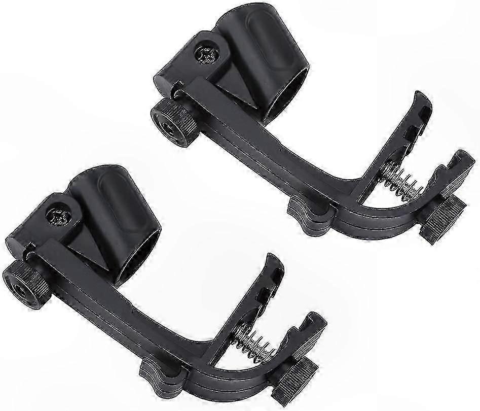 Black Adjustable Drum Microphone Clips, 2-Pack Shockproof Plastic Holder for Drum Hoops