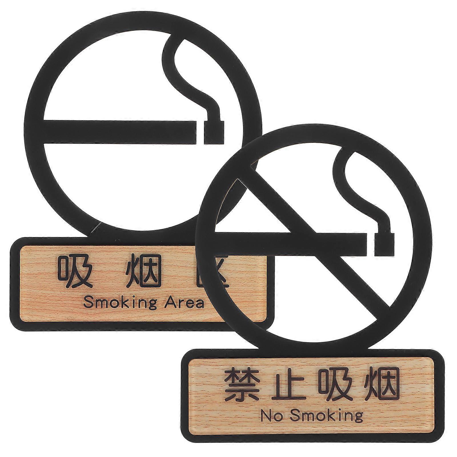 Acrylic No Smoking Sign Set of 2 Elegant Wall Sign for Office, Restaurant, School Health Reminder for Smoking Areas Minimalist Design