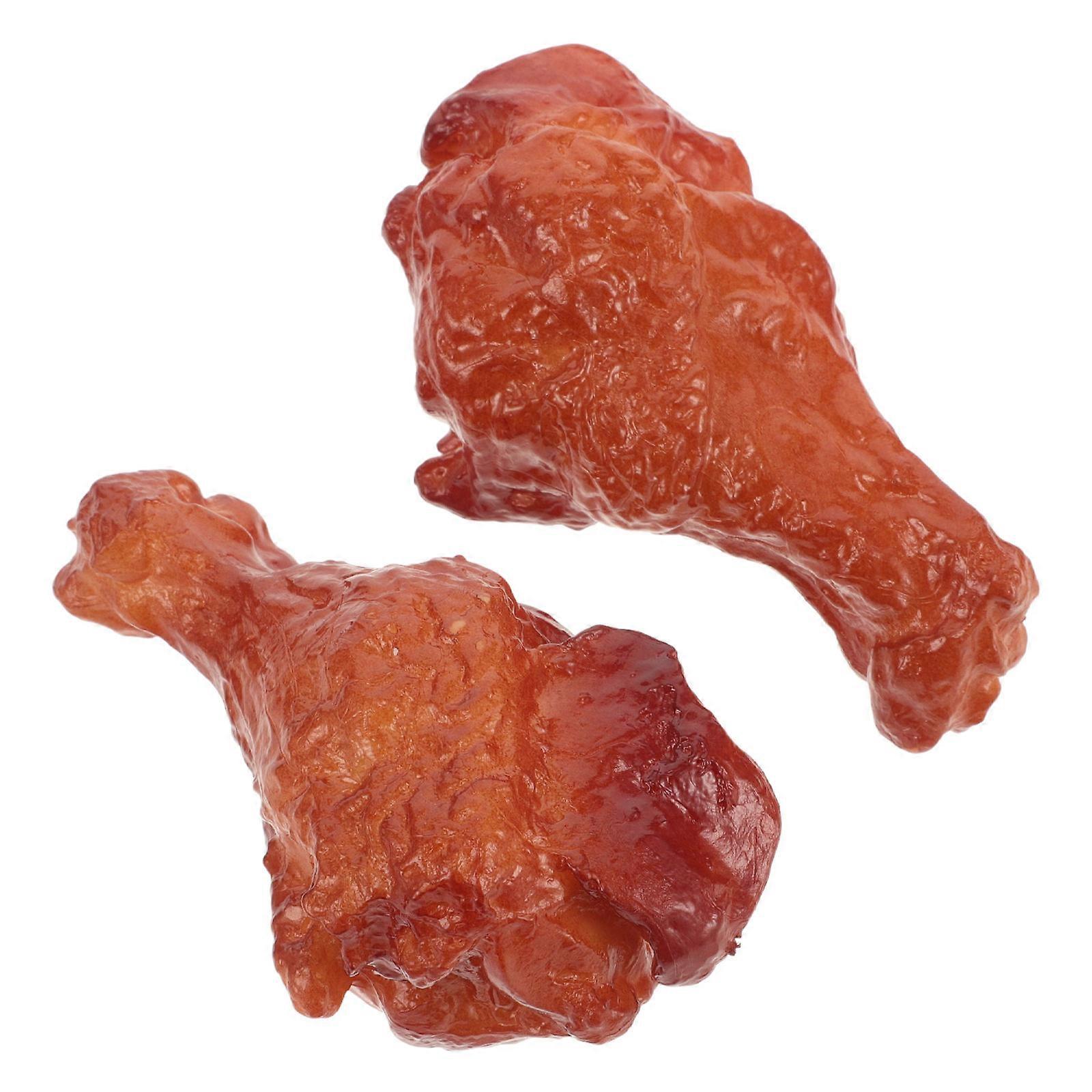 Lifelike Chicken Leg Model PVC Realistic Play Food Toy for Home Decoration and Photography 2pcs Chocolate