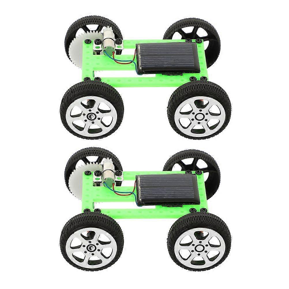 2pcs DIY Solar Powered Car Kit for Kids Science Projects and STEM Learning Activities Motor Assembly Components Educational Engineering Toy Set Green