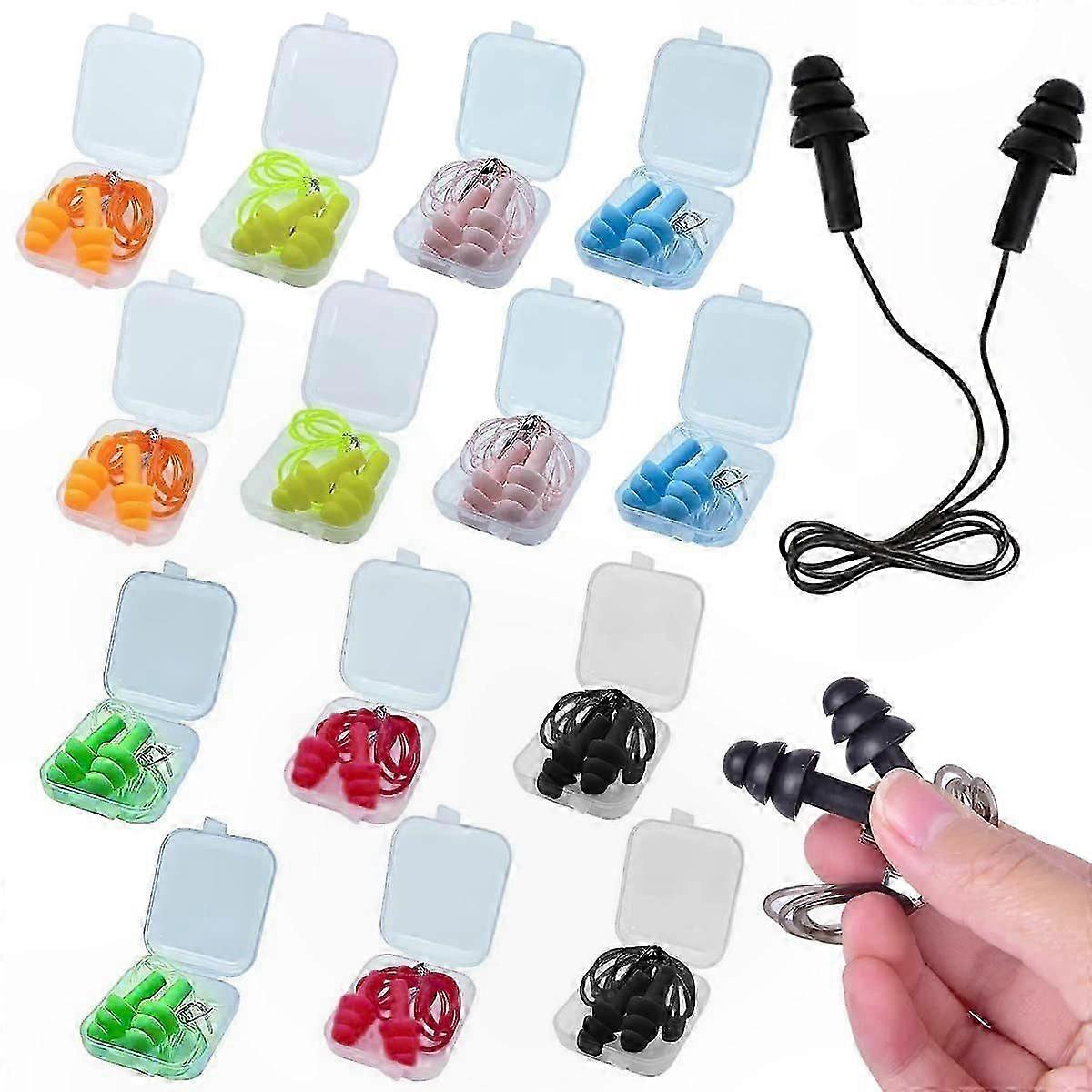 Silicone Earplugs with Cable, Reusable Noise Reduction, Soft Comfortable Fit, 7 Pairs for Everyday Use