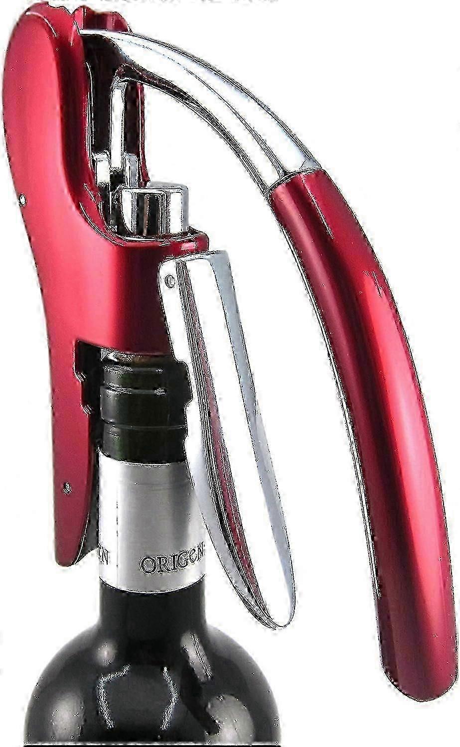 Best Utensils Professional Zinc Alloy Corkscrew, High Quality Lever Corkscrew With Built-In Foil Cutter And Bottle Opener, Server Tool Red