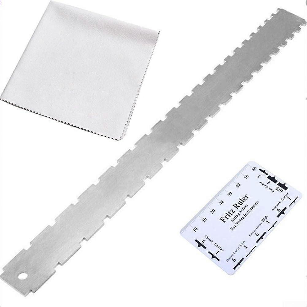 Comprehensive Guitar Setup Tool Kit with Notched String Radius Gauge and Fretboard Cleaning Cloth for Adjustments