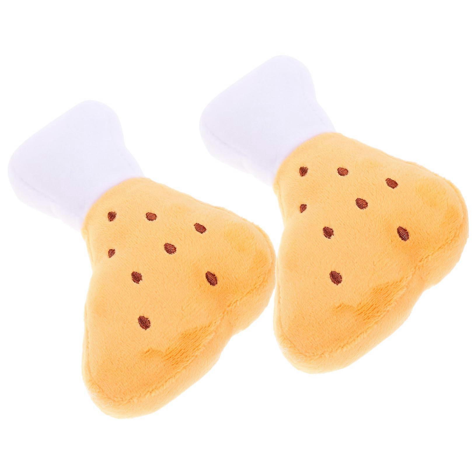Plush Chicken Leg Dog Chew Toy Set - 2 Squeaky Interactive Toys for Puppies, Teeth Cleaning, Safe Material