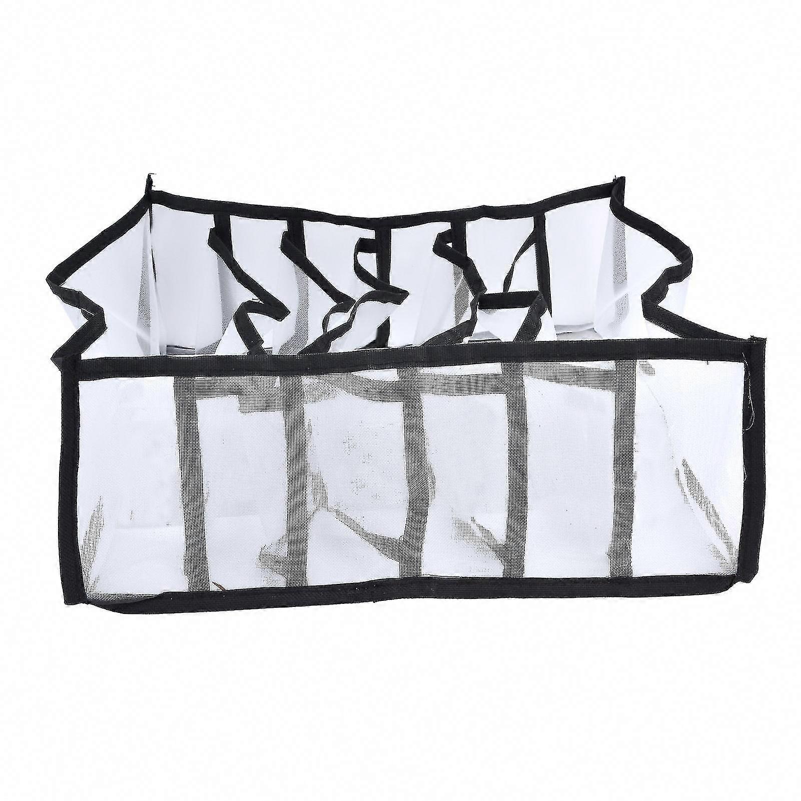 Mesh Bra Storage Box Multi-Purpose Foldable Drawer Organizer for Underwear Panties Socks 6 Compartments