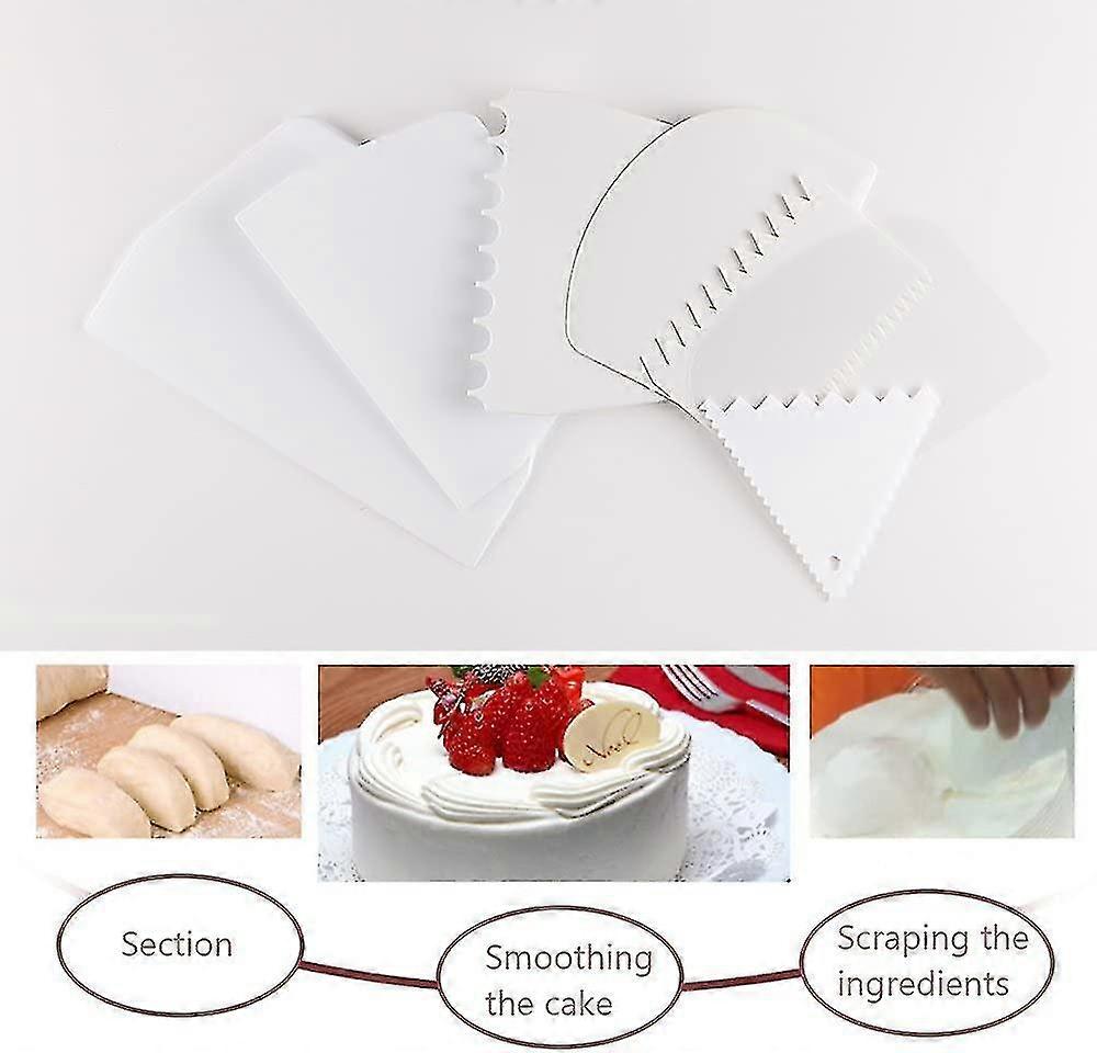 Cake Scraper Cake Smoother, 7 Pieces Of Cake Glaze Scraper Cake Smooth Scrap Cutter Smooth Tool Set SZRH A-D