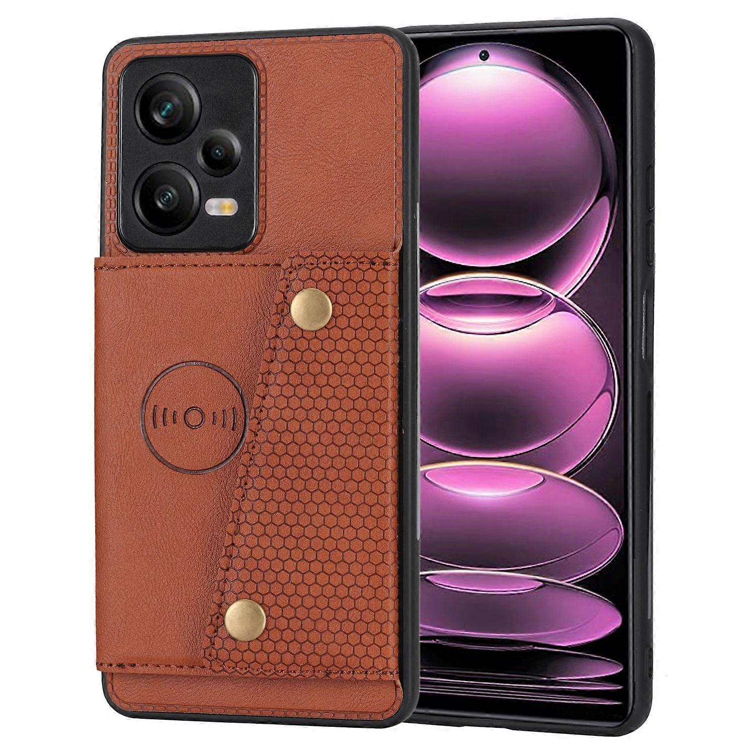 For Xiaomi Redmi Note 12 Pro 5G Kickstand PU Leather Coated TPU Case Dual Button Card Slots Phone Co