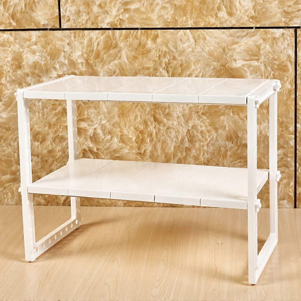 Under Sink Organizer, 2 Tier Expandable Storage Shelf with Removable Panels, White