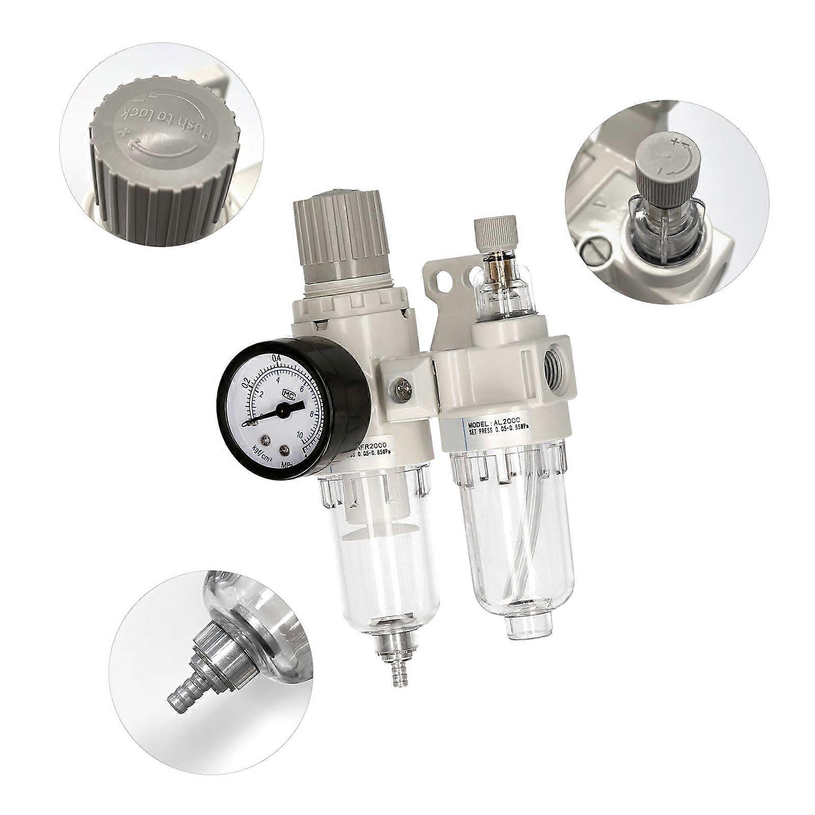 1/4'' PT Air Filter Pressure Regulator Combo AFC2000 Water Oil Trap Separator Air Tool Compressor Filter Moisture Filter Trap Air Drying System Manual