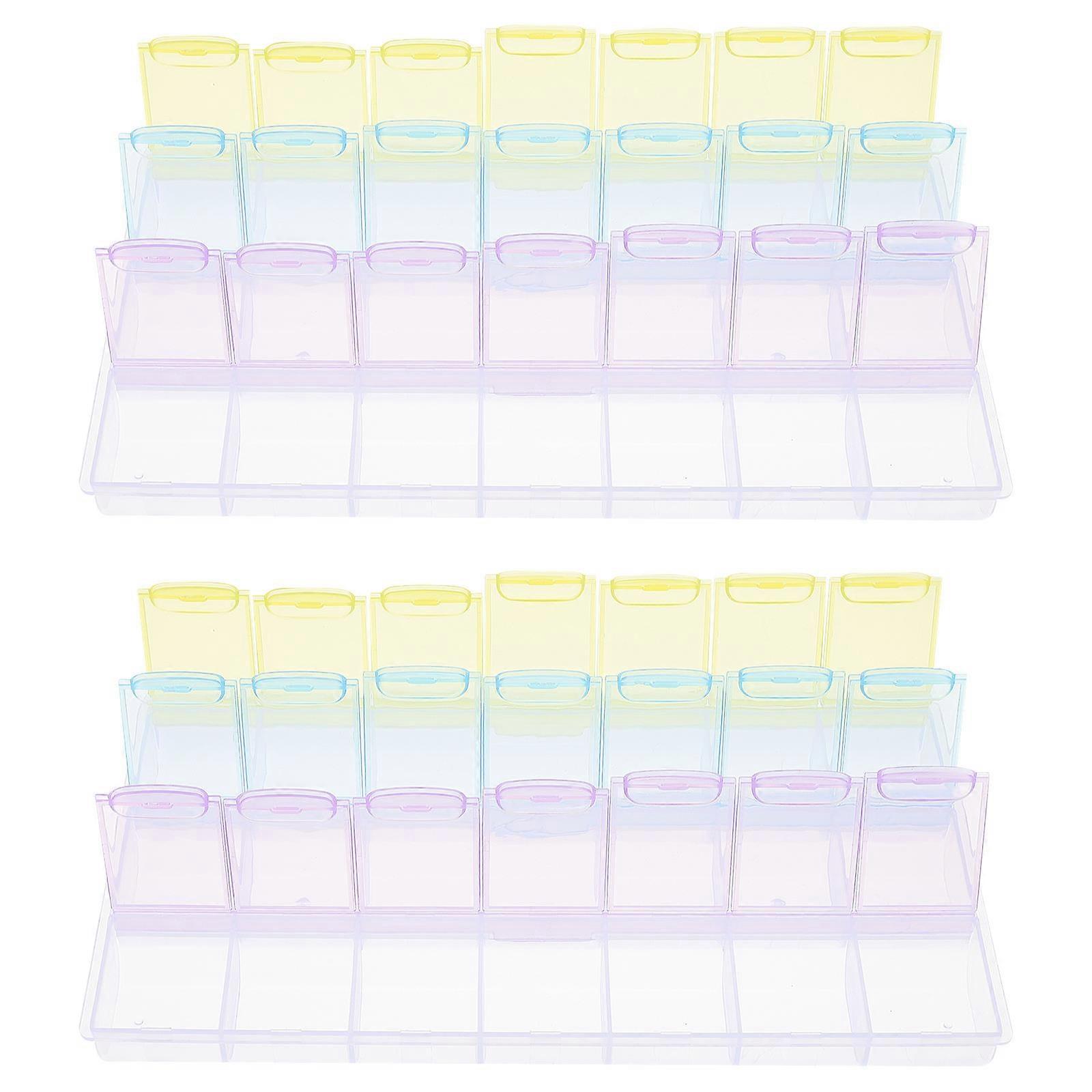 Clear Storage Box Diamond Drawing Storage Container for Diy Projects Plastic Assorted Color with Compartment Design 2Pcs