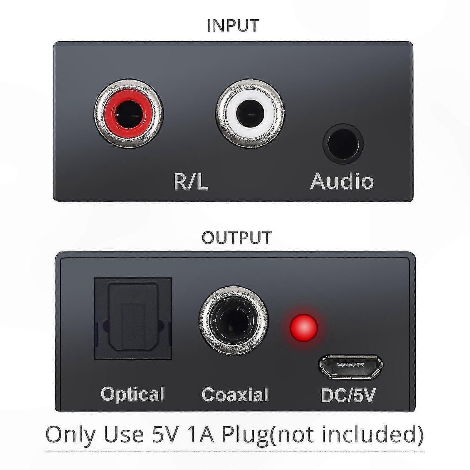 RCA to Digital Coaxial Adapter for Audio Conversion with 3.5mm AUX Support