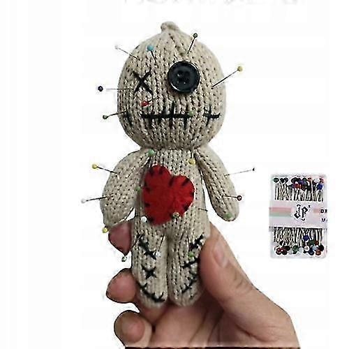 Plush Voodoo Doll Set With Beige Needles