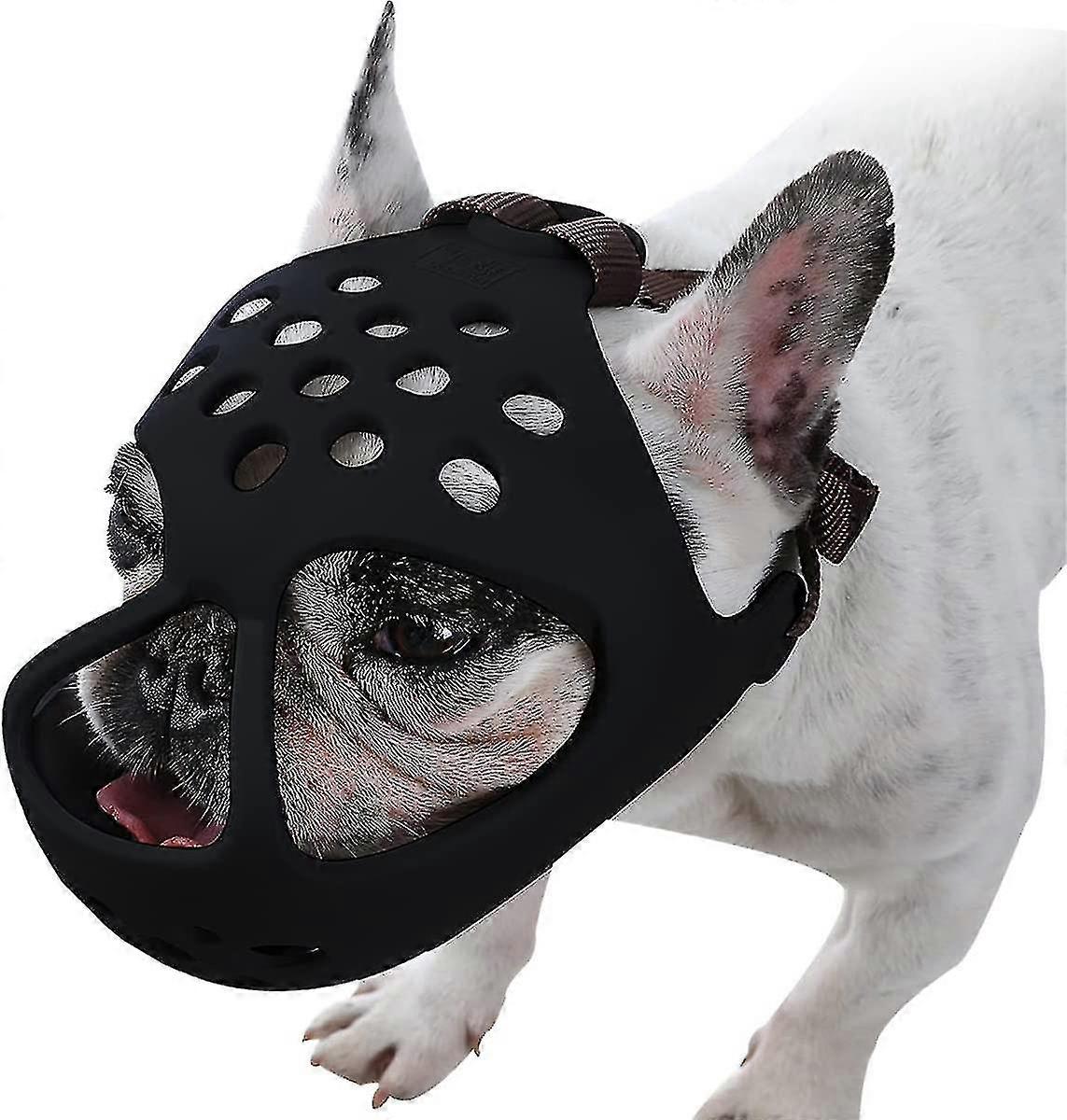 Soft Silicone Adjustable Breathable Muzzle for Short Snout Dogs - French Bulldog, Shih Tzu, Pug Biting Chewing Training