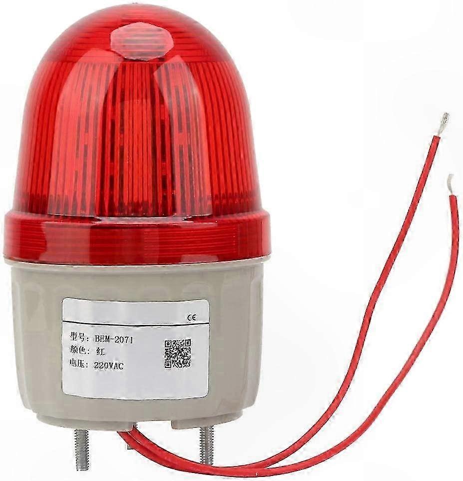 Flashing Warning Beacon Light, 3W AC 220V, Strobe Alarm Lamp with Fixed Bolt, 75mm Diameter
