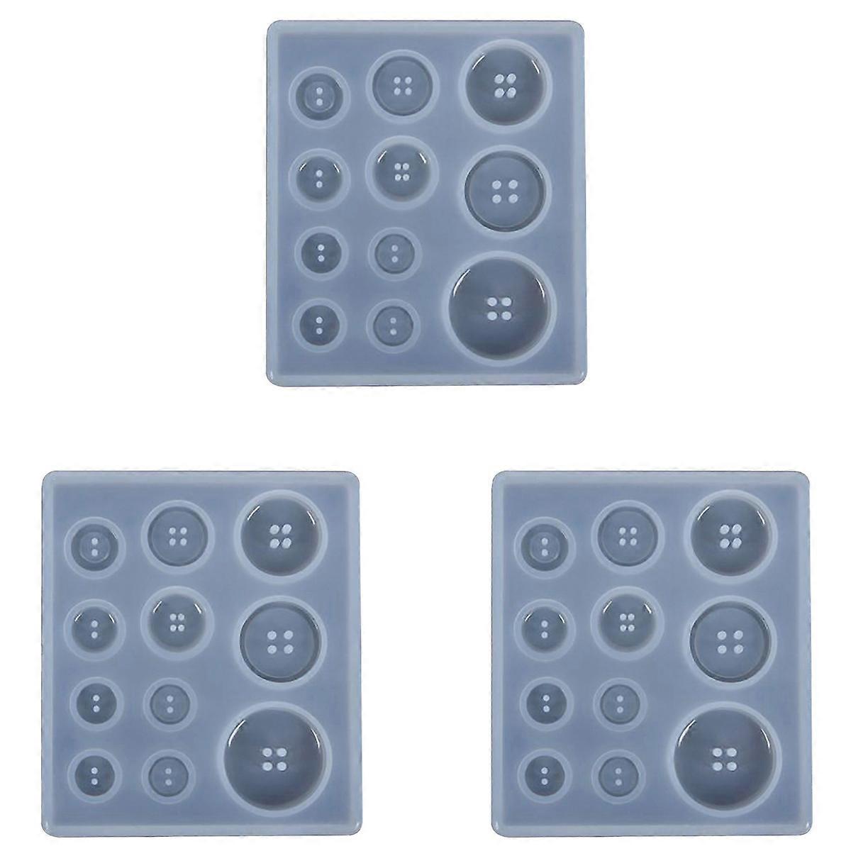 3X DIY Silicone Mold Resin Button Handmade Resin Mold with Hole Pendant Button Clay Epoxy Pendant fo