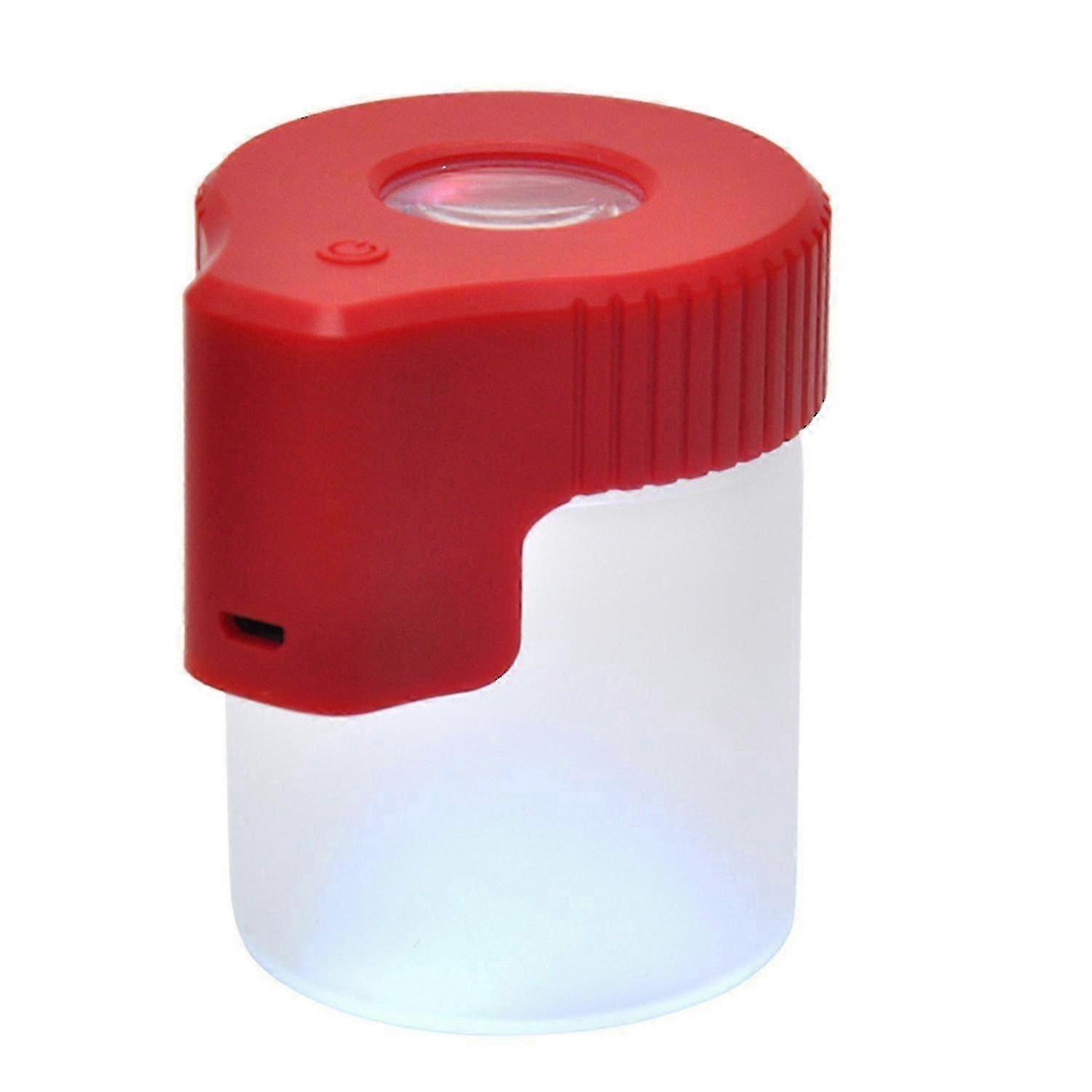 Transparent LED Glass Seal Storage Jar Light-Up Airtight USB Rechargeable Optimal Light Magnifying